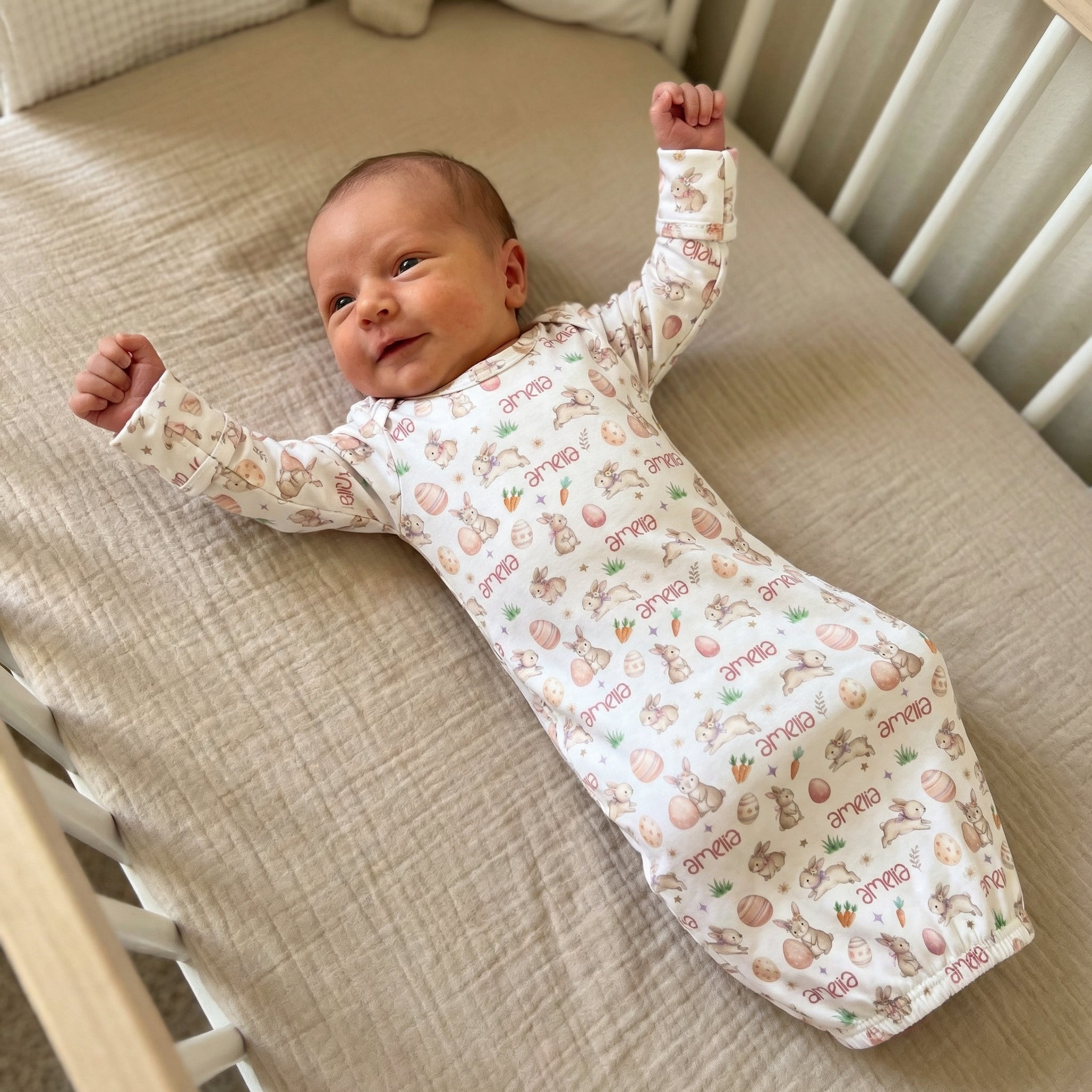 Personalized Sleep Gown in Pink Easter Eggs