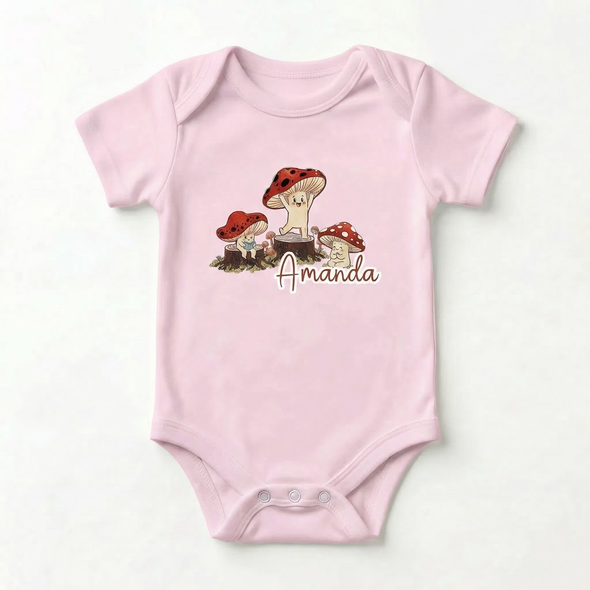 Personalized Graphic Bodysuit in Mushroom