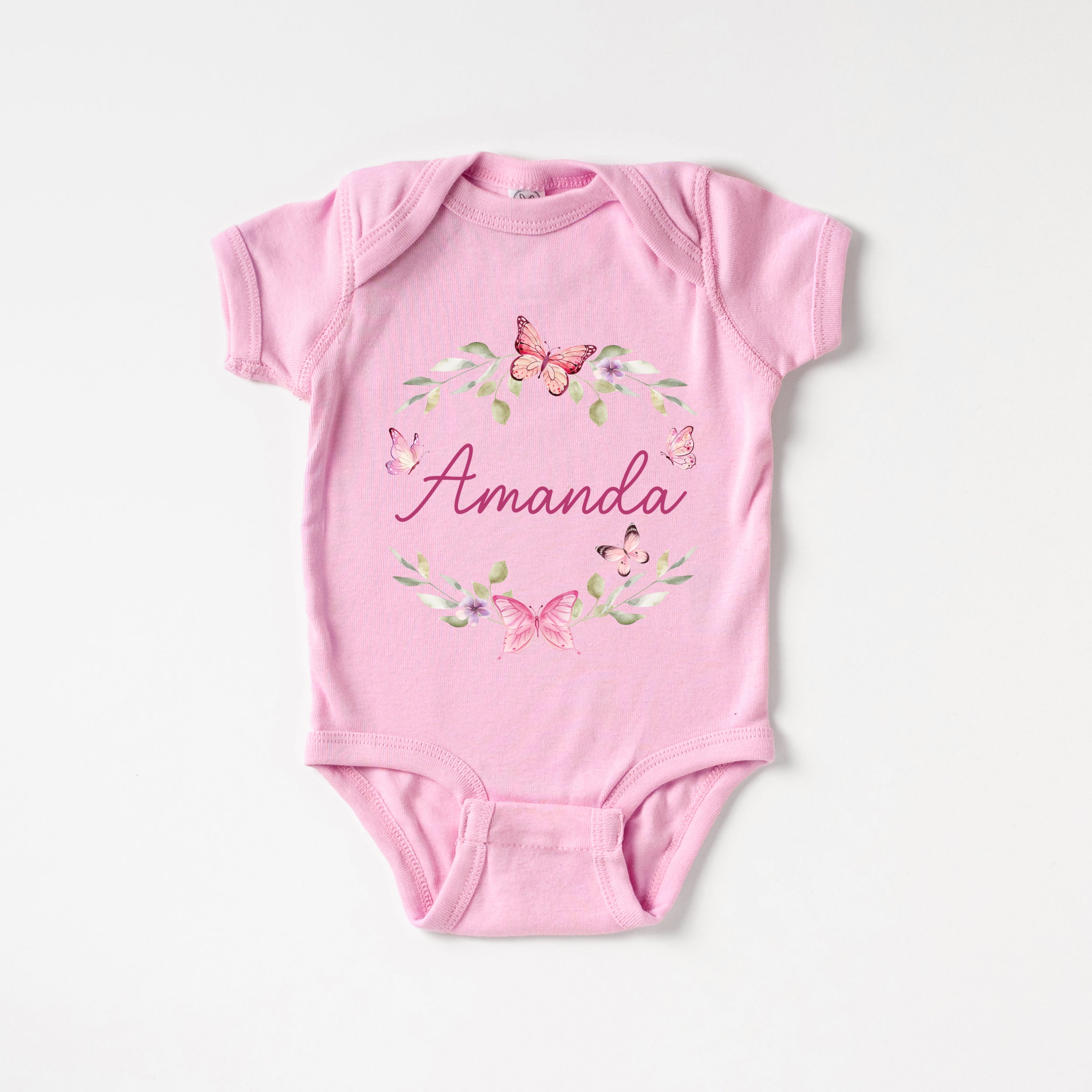 Personalized Bodysuit in Pink Butterfly