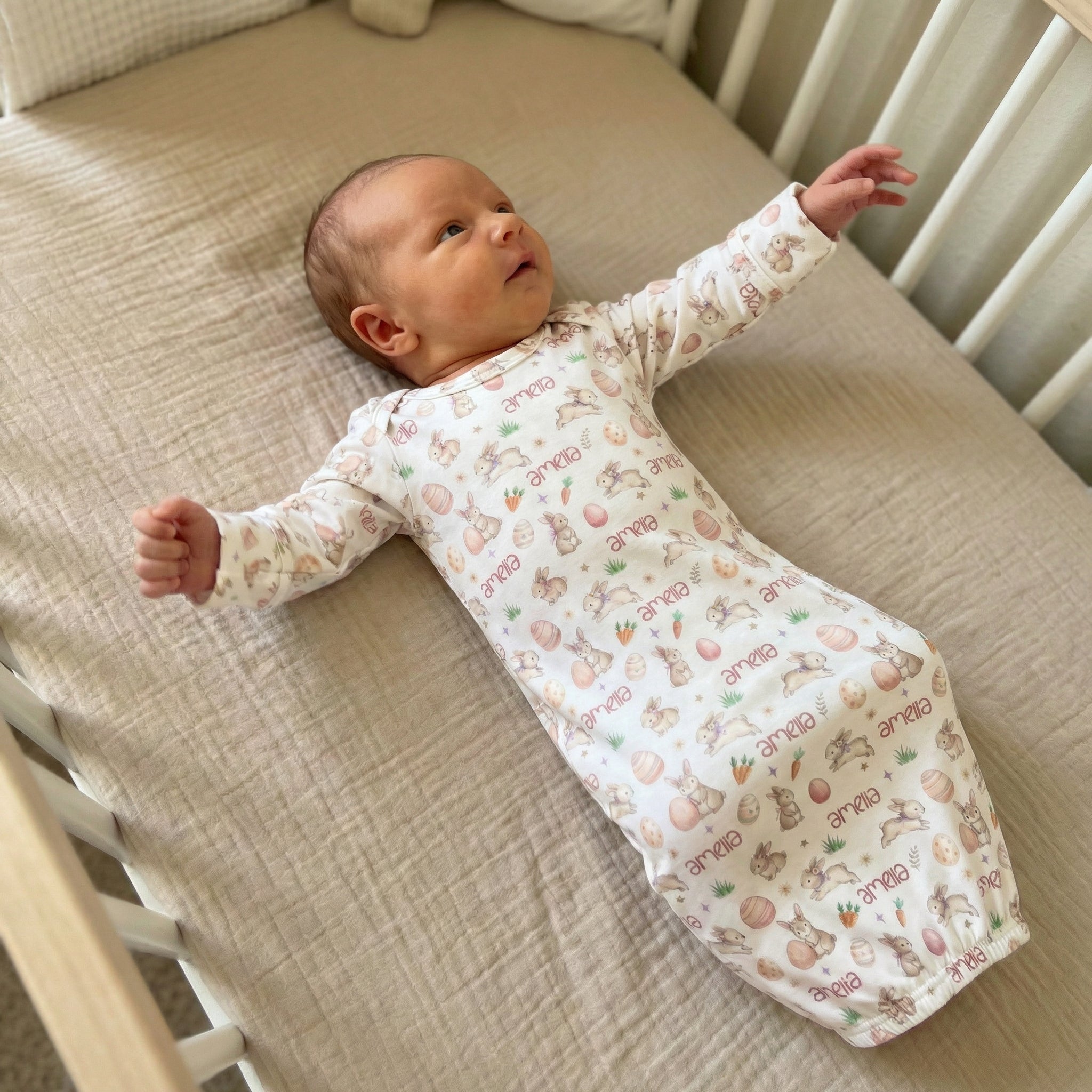 Personalized Sleep Gown in Pink Easter Eggs