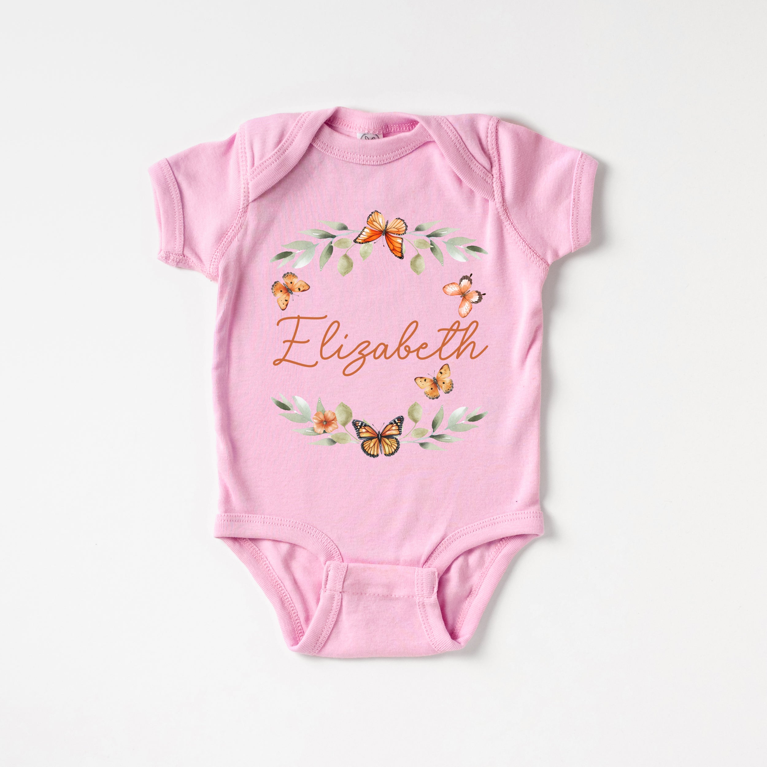 Personalized Graphic Bodysuit in Orange Butterfly