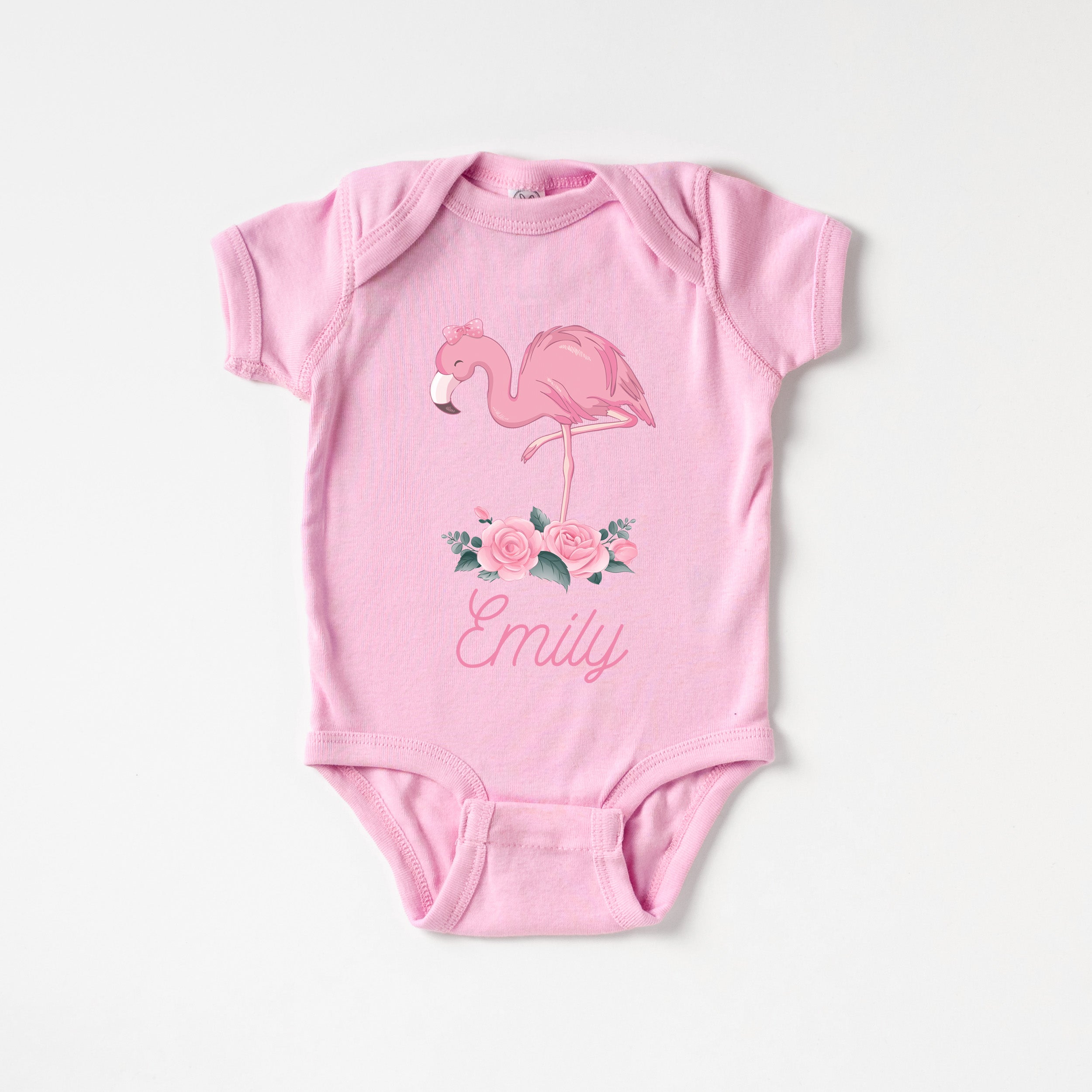 Personalized Graphic Bodysuit in Flamingo