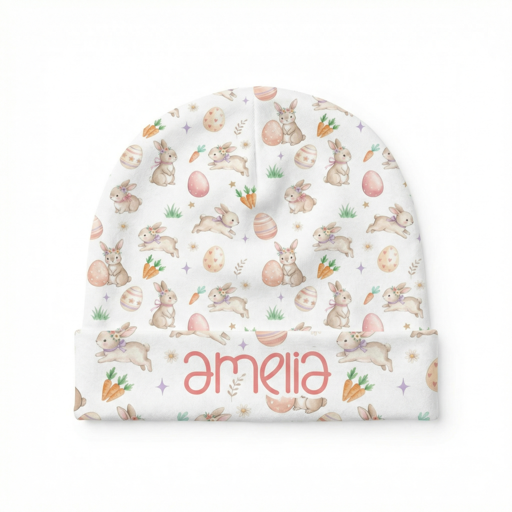 Personalized Beanie in Pink Easter Eggs