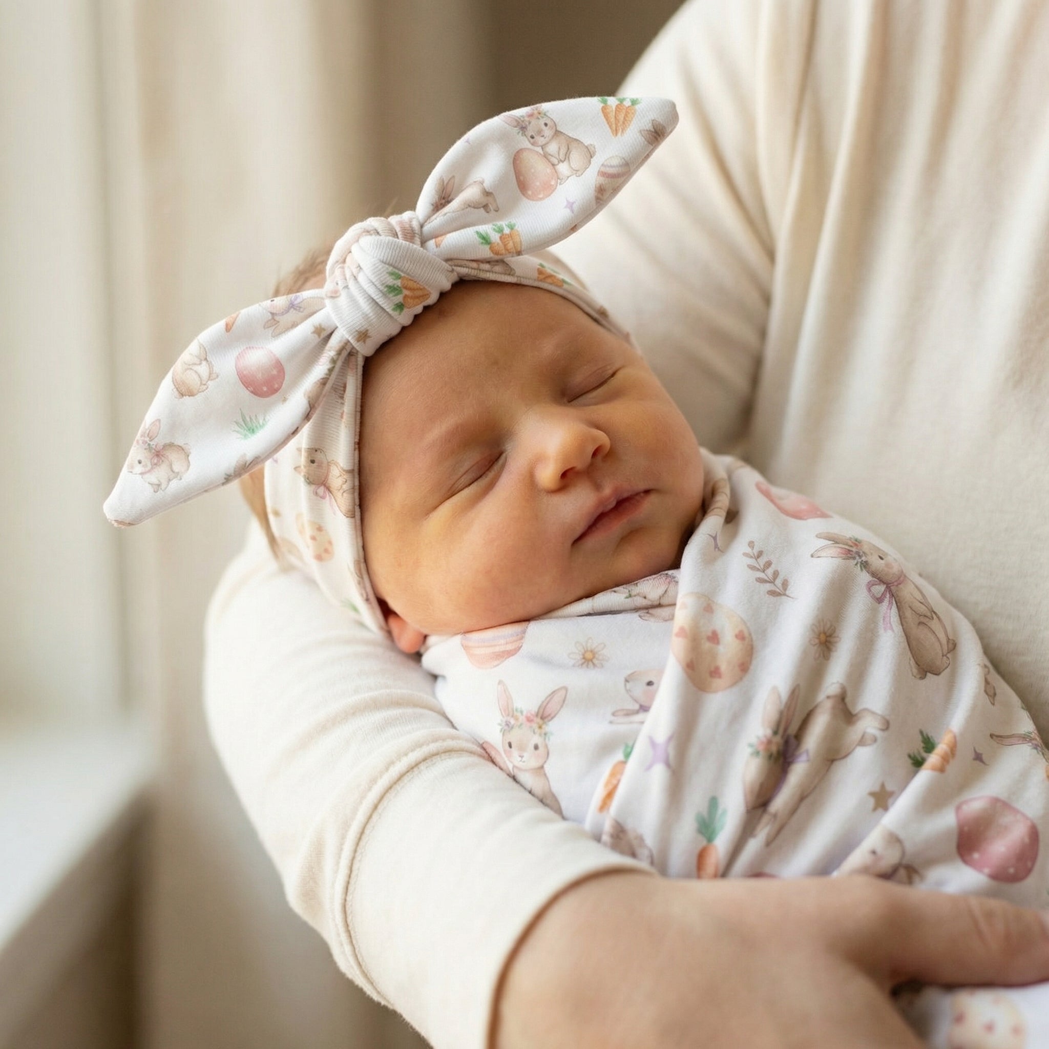 Personalized Knotted Headband in Pink Easter Eggs