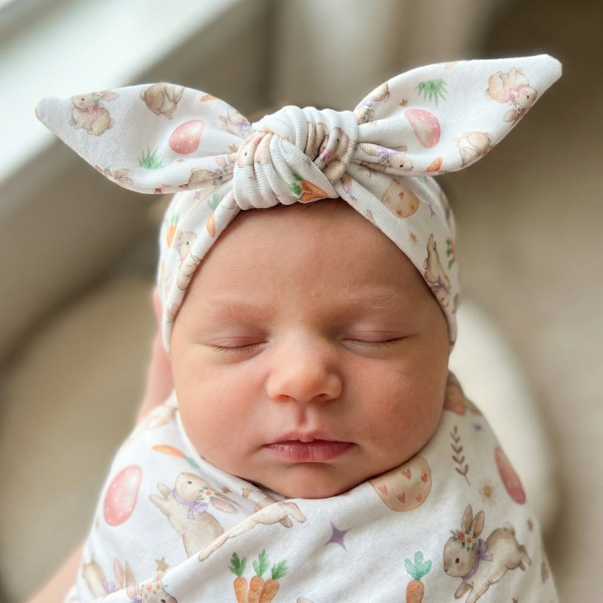 Personalized Knotted Headband in Pink Easter Eggs