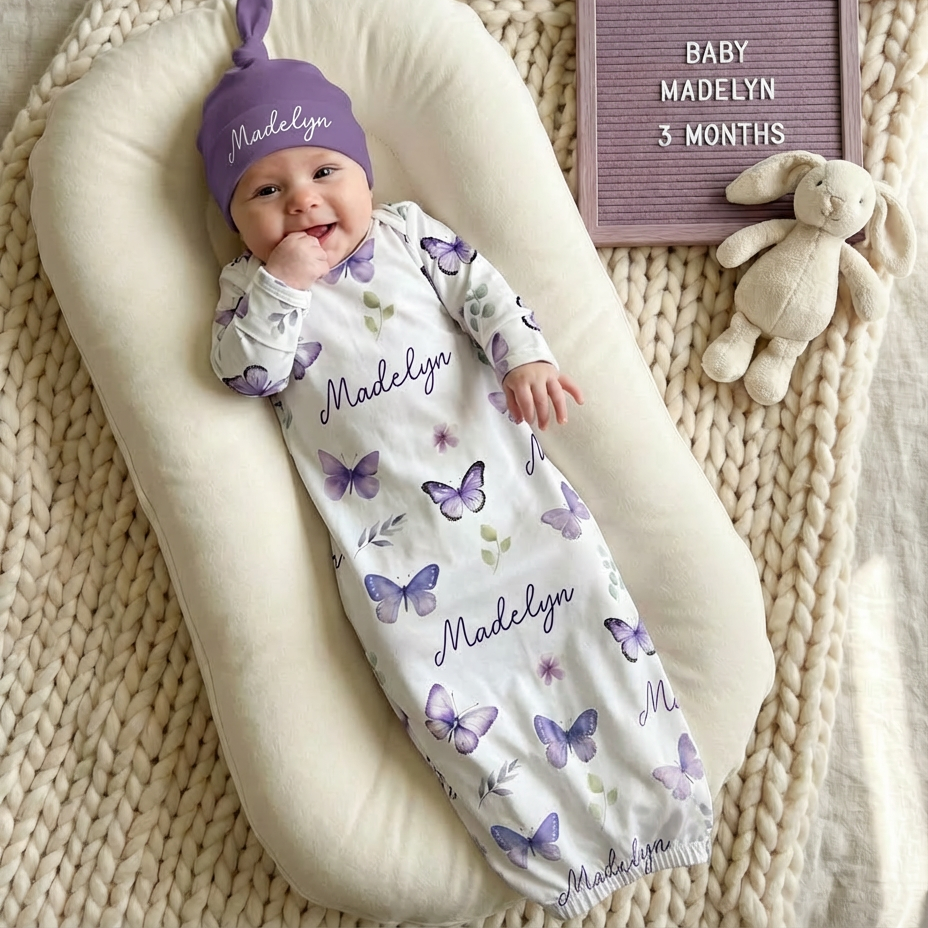 Personalized Sleep Gown in Purple Butterfly
