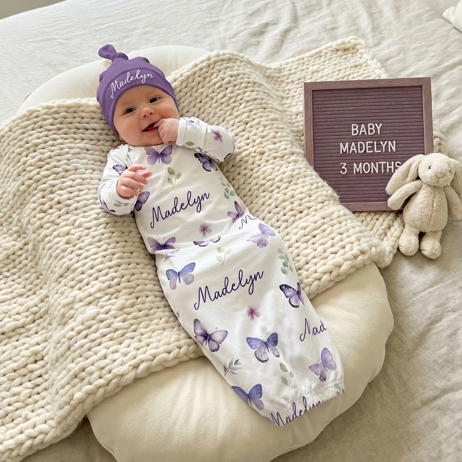 Personalized Sleep Gown in Purple Butterfly