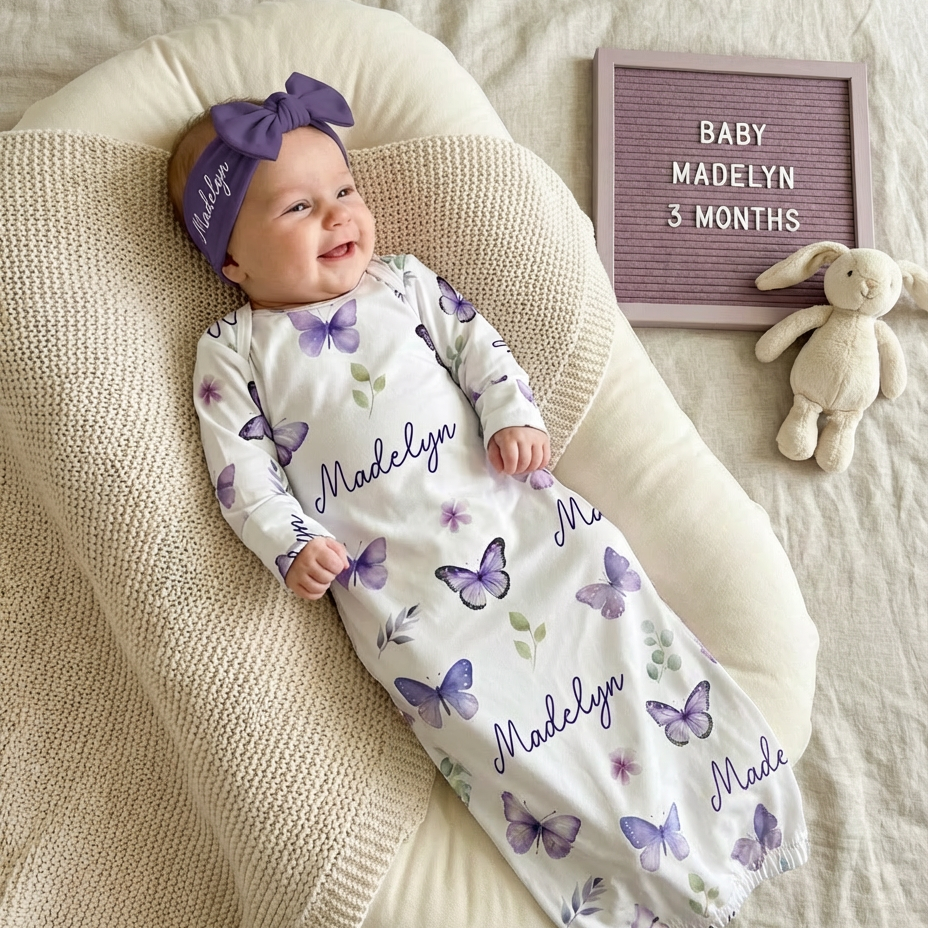 Personalized Sleep Gown in Purple Butterfly