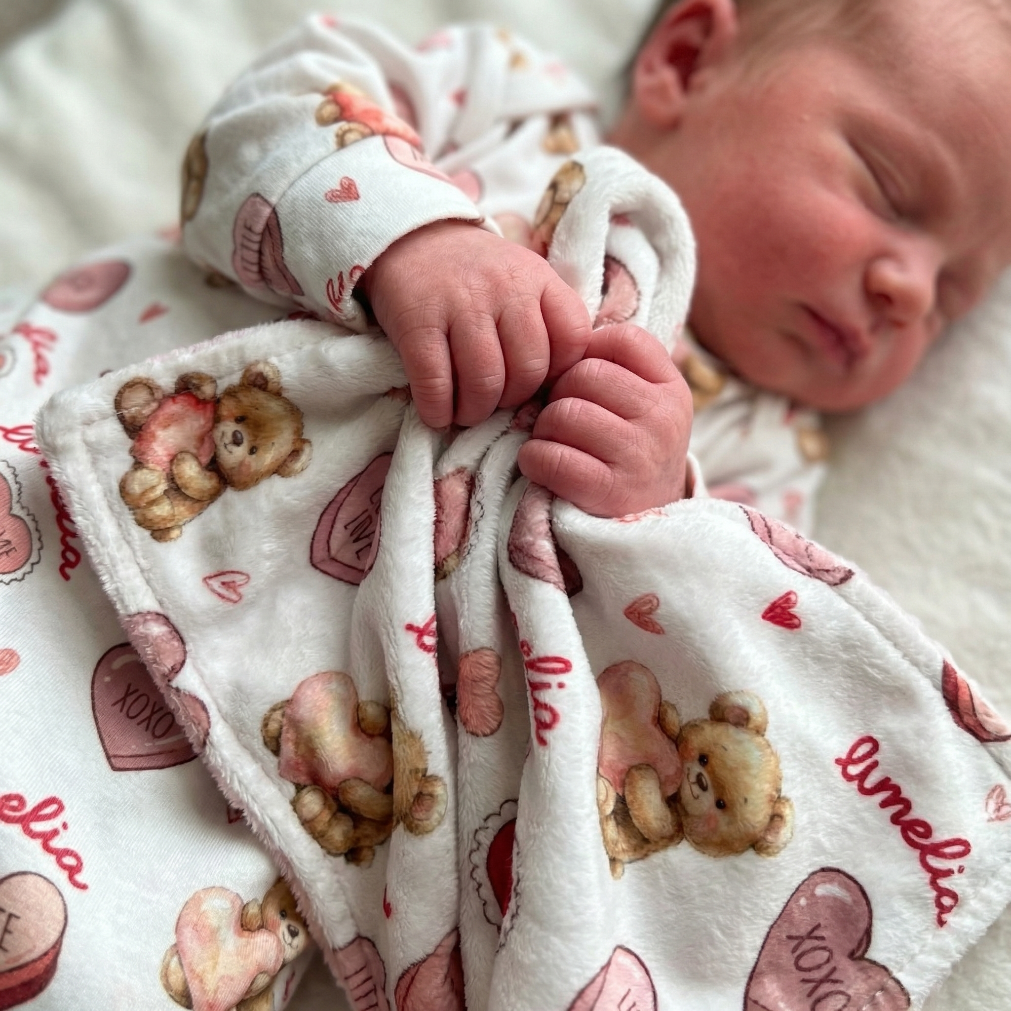 Personalized Lovey Blanket in Red Sweet Heart