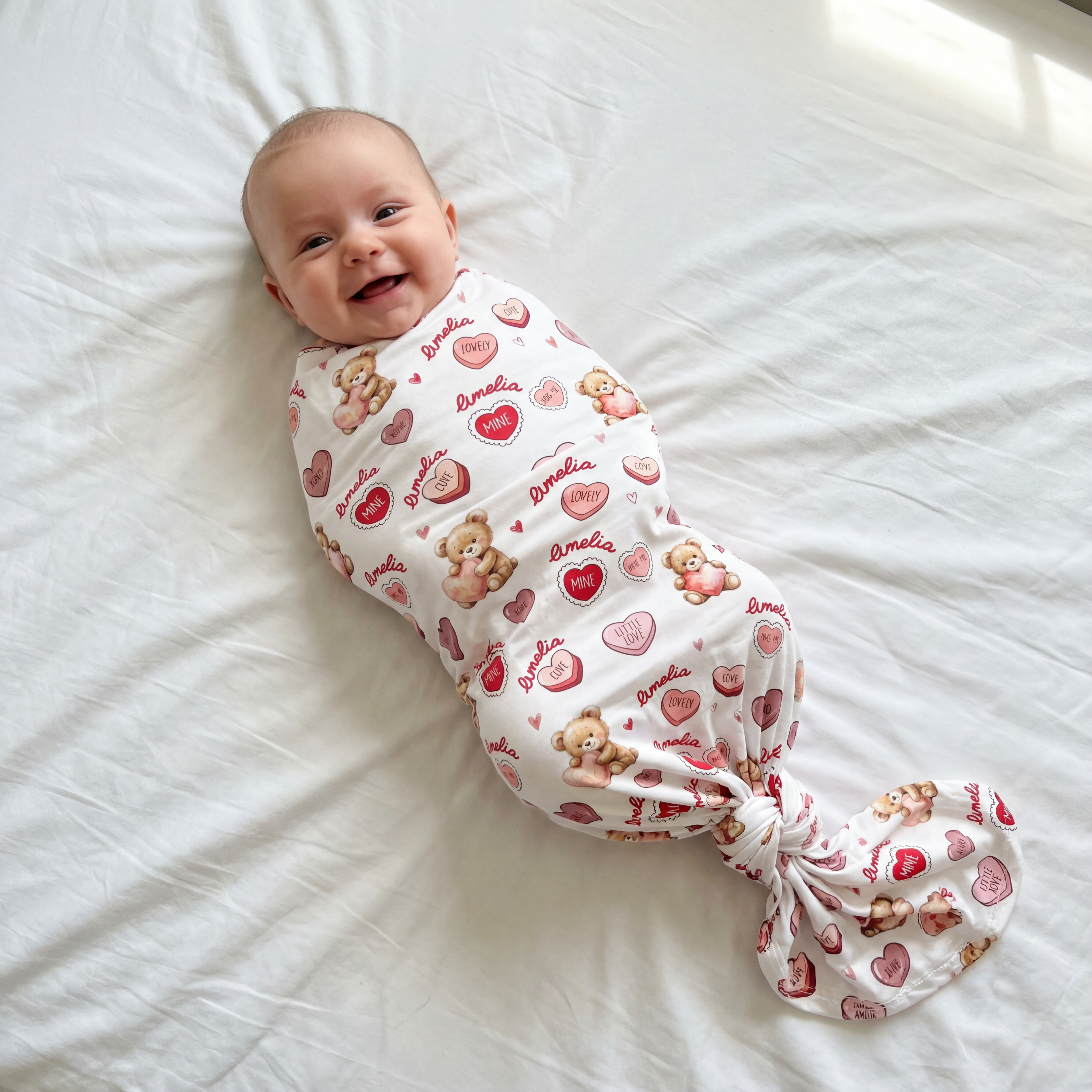 Personalized Swaddle in Red Sweet Heart