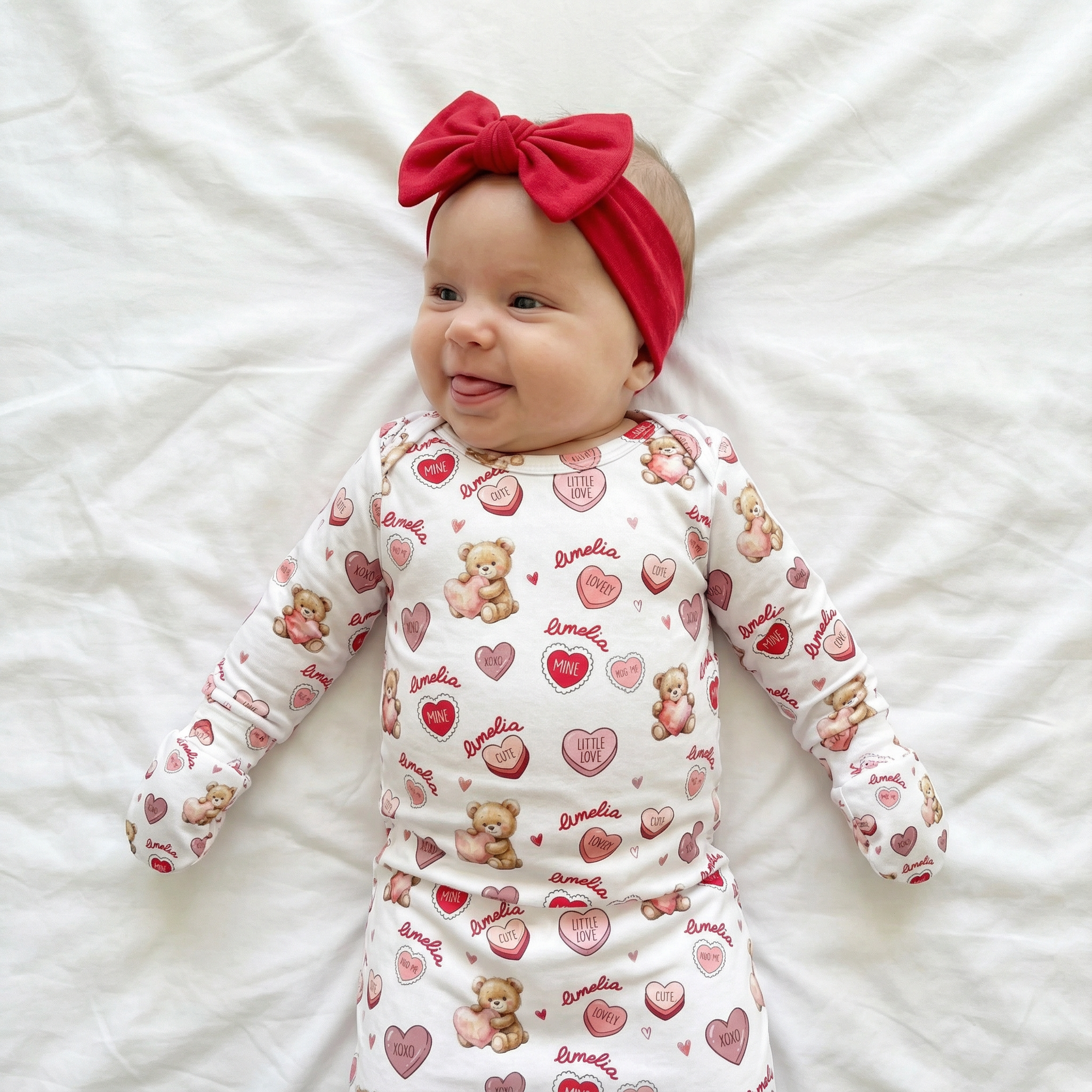 Personalized Sleep Gown in Red Sweet Heart