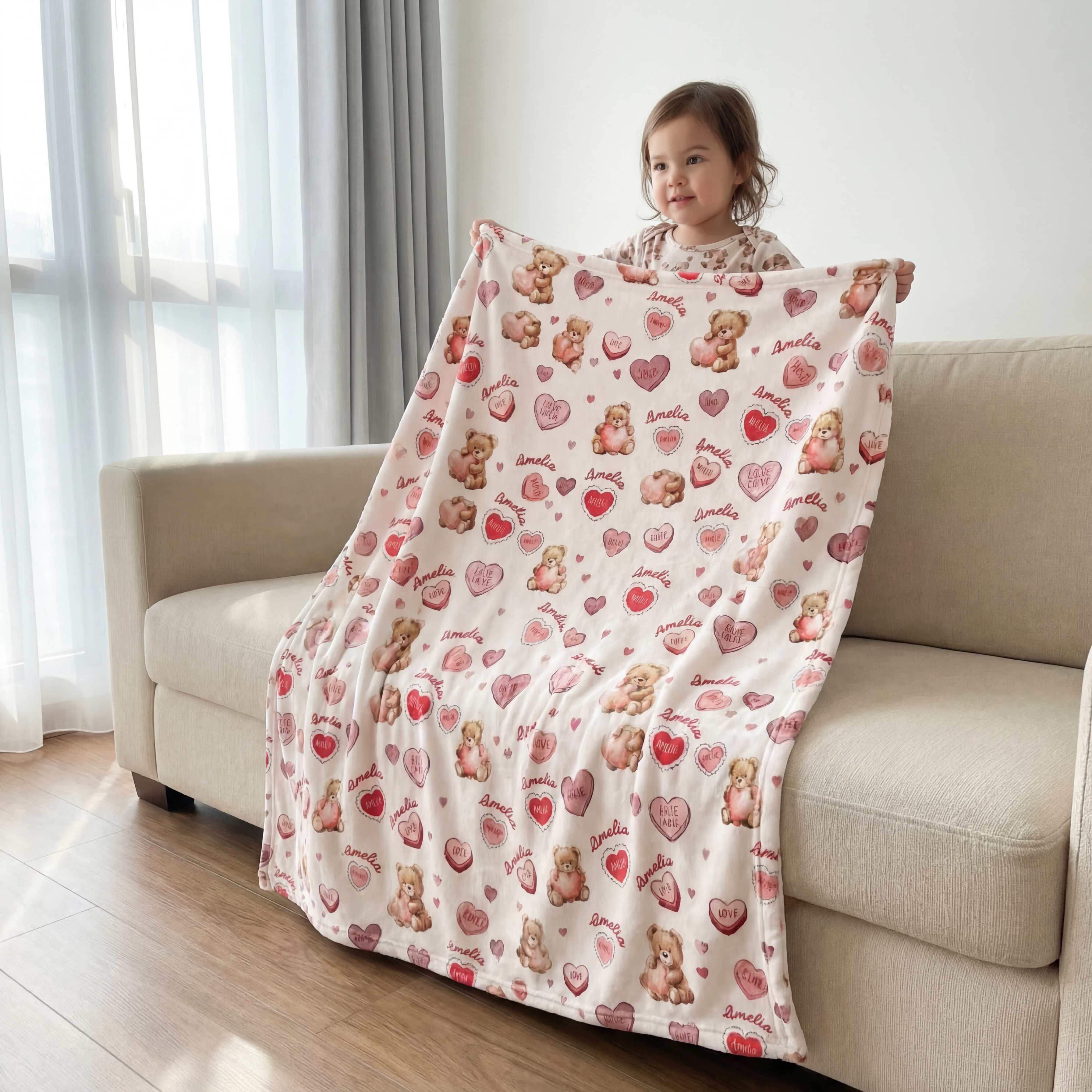 Personalized Blanket in Red Sweet Heart