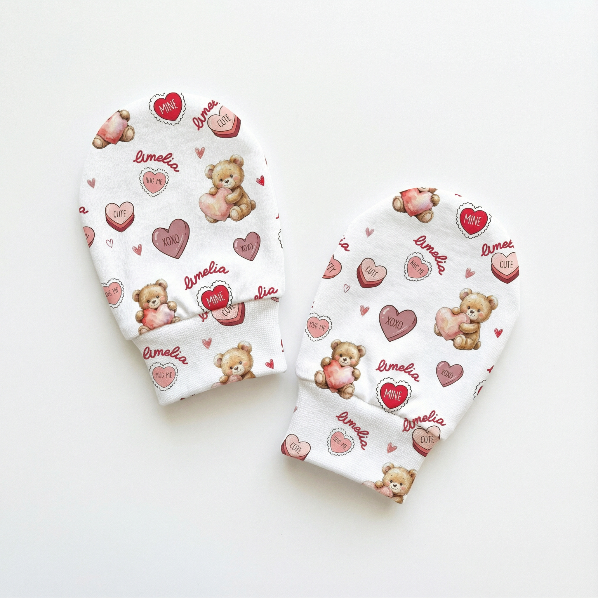 Personalized Mittens in Red Sweet Heart