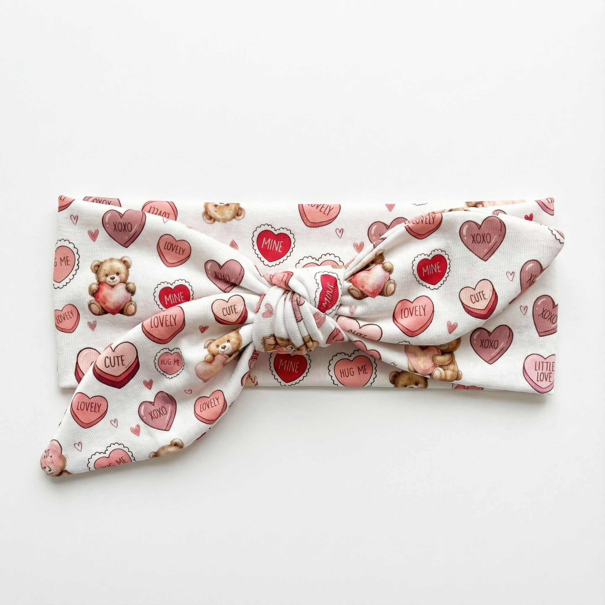 Personalized Knotted Headband in Red Sweet Heart