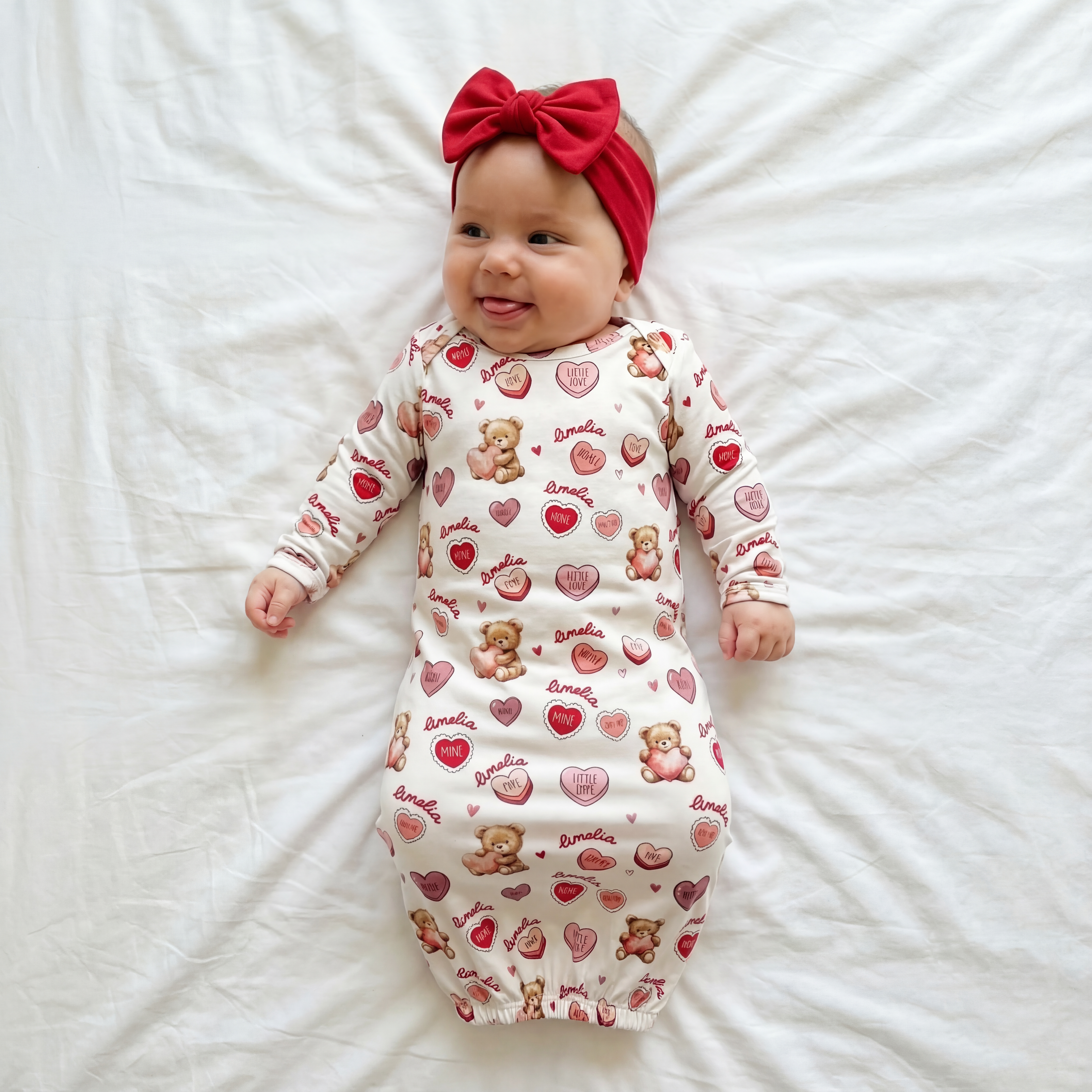 Personalized Sleep Gown in Red Sweet Heart