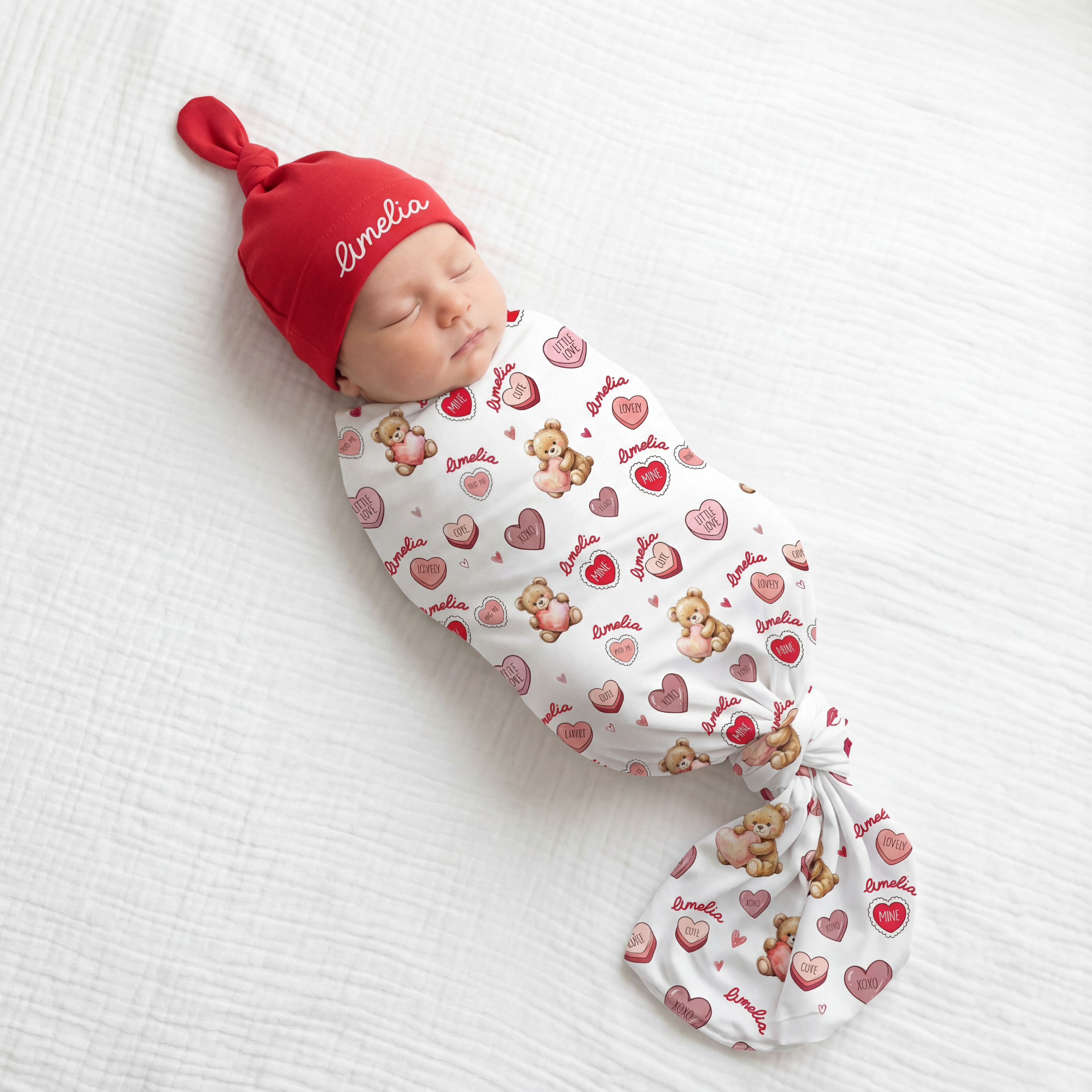 Personalized Knotted Hat in Red