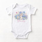 Personalized Graphic Bodysuit in Blue Hydrangea