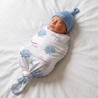 Personalized Swaddle in Blue Hydrangea