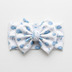 Personalized Bow Headband in Blue Hydrangea