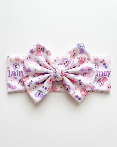 Personalized Bow Headband in Blush Boo