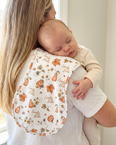 Personalized Bib And Burp Cloths in Enchanted Vine