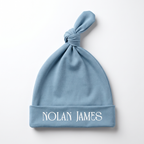 Personalized Knotted Hat in Slate Blue