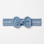 Personalized Bow Headband in Slate Blue