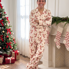 Long Sleeved Men Pajama Set in Santa's Joyride