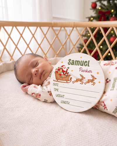 Birth Stats Sign in Santa's Joyride