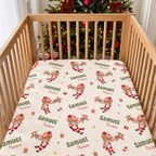 Personalized Crib Sheet in Santa's Joyride