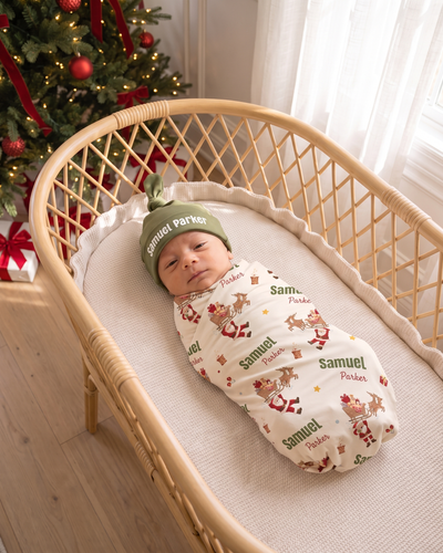 Personalized Swaddle in Santa's Joyride