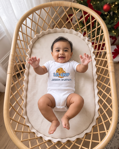 Personalized Graphic Bodysuit in Dear Santa Blue