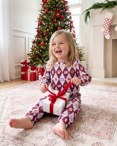 Personalized Two Piece Pajama Set in Dear Santa Pink
