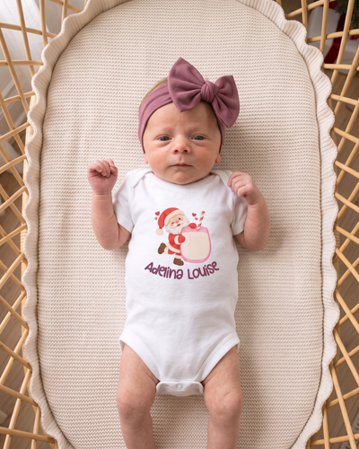 Personalized Graphic Bodysuit in Milky Santa