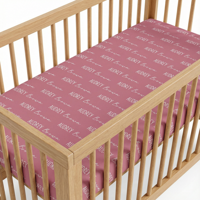 Personalized Crib Sheet Font Duo in Rosewood