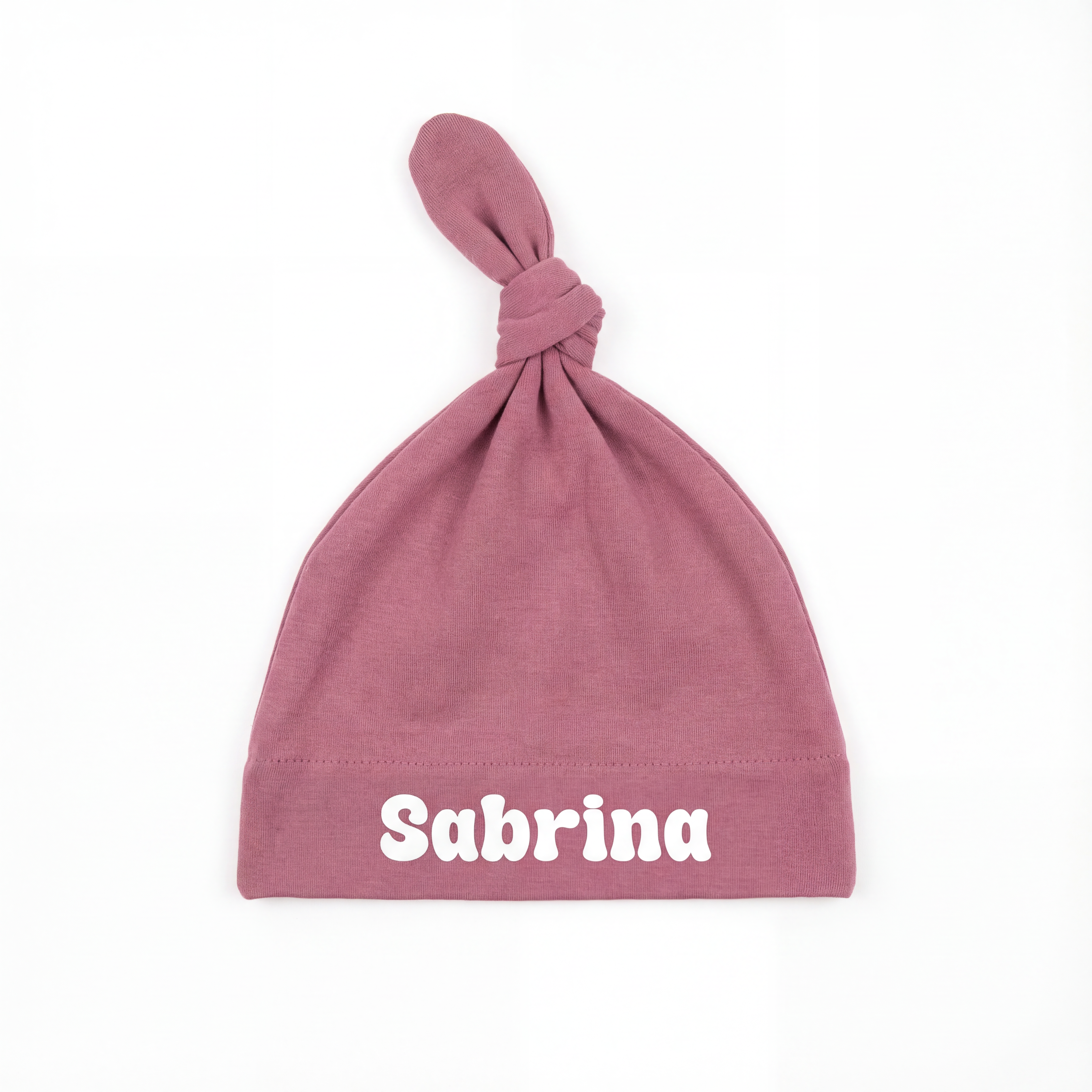 Personalized Knotted Hat in Rosewood