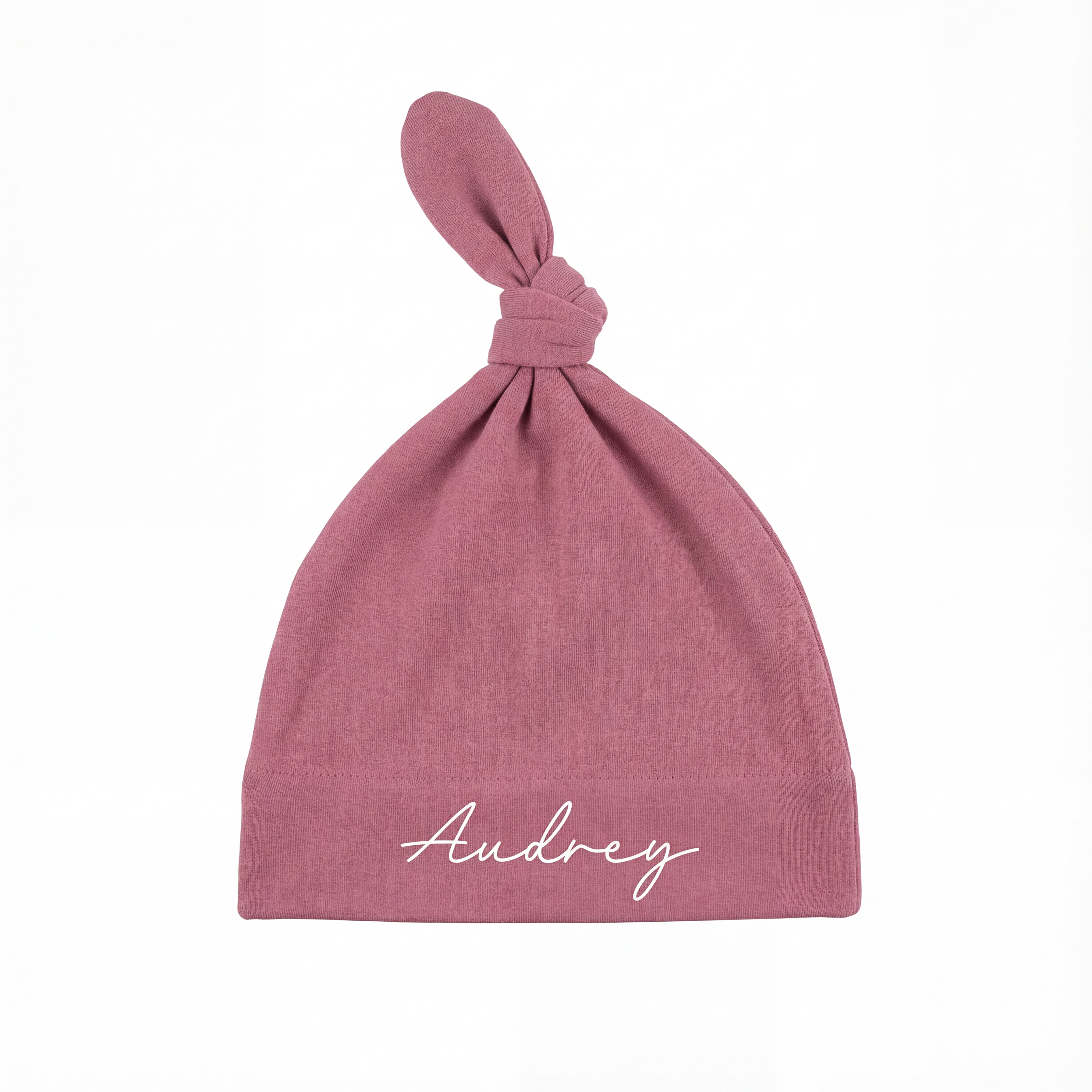 Personalized Knotted Hat in Rosewood