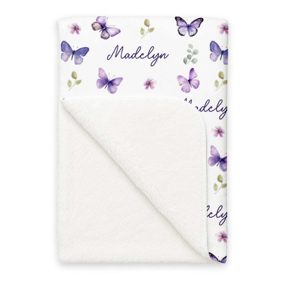 Personalized Blanket in Purple Butterfly
