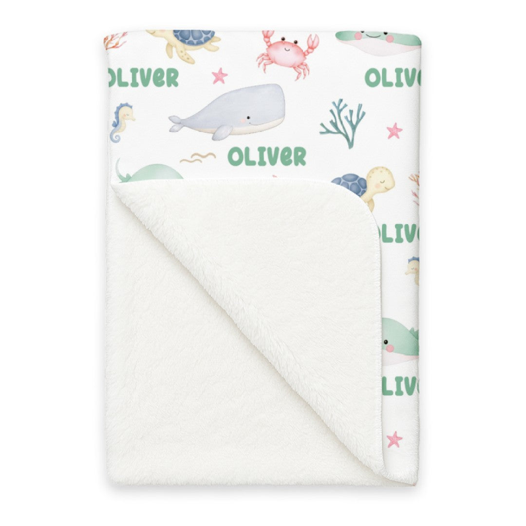 Personalized Blanket in Sea Animals