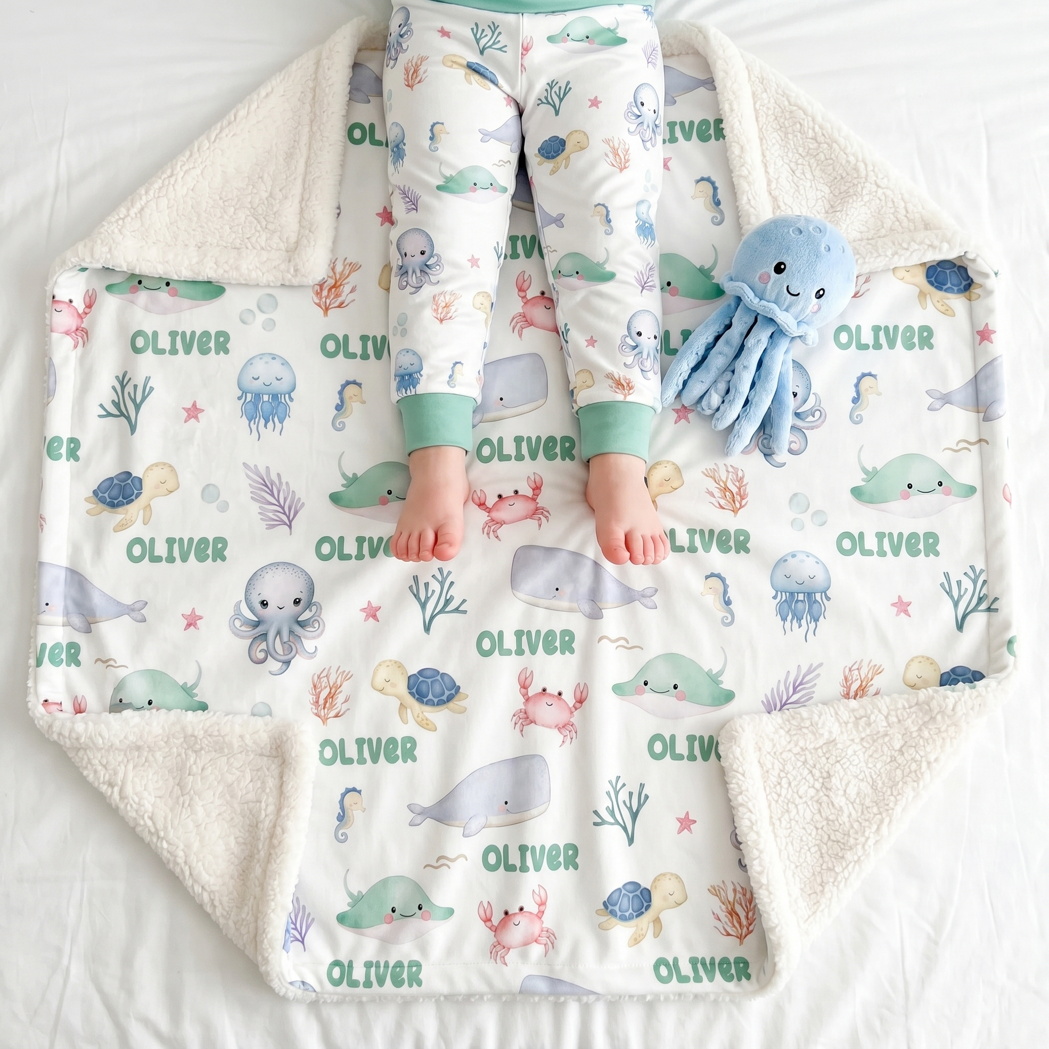 Personalized Blanket in Sea Animals