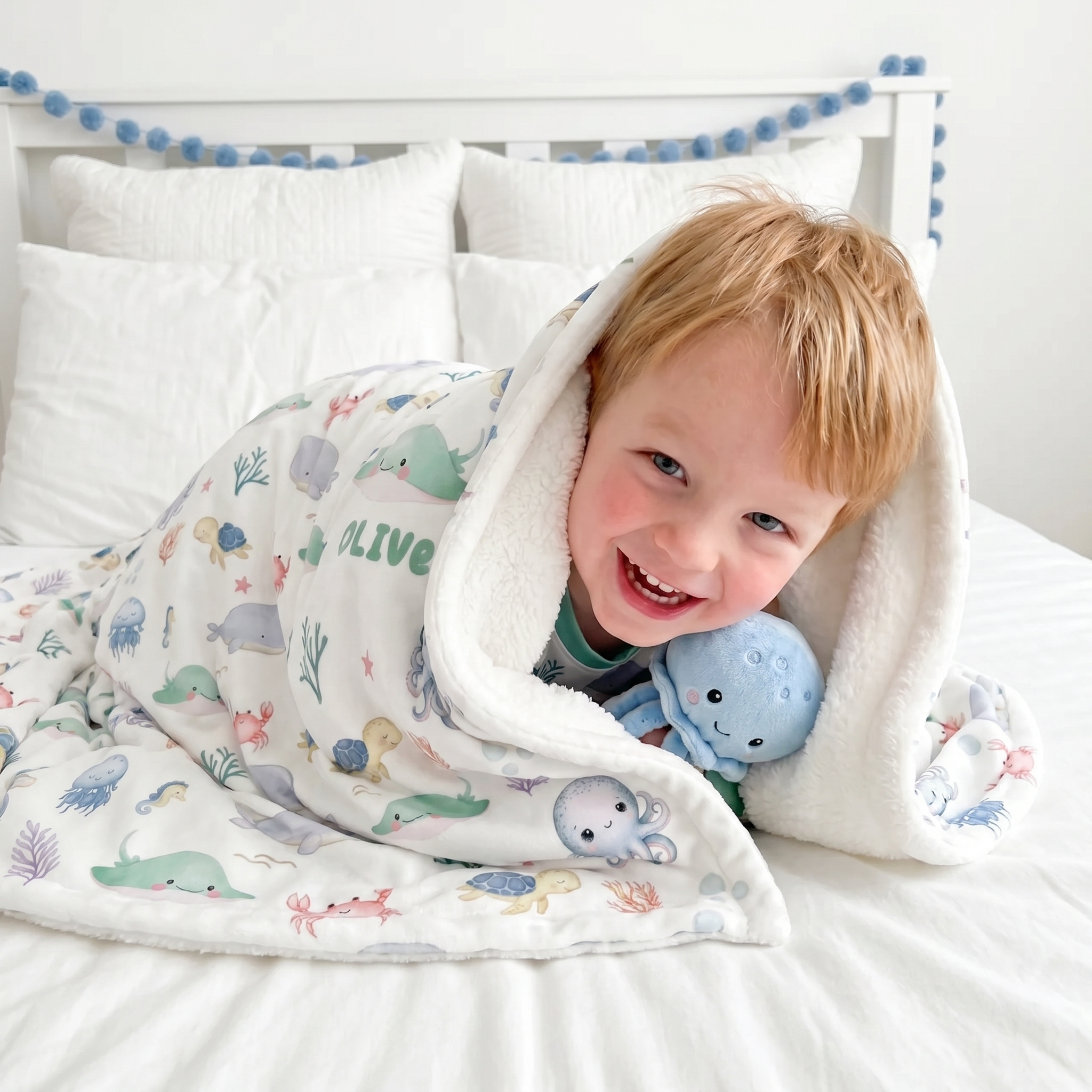Personalized Blanket in Sea Animals