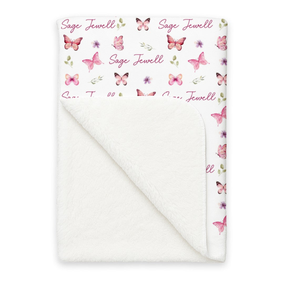 Personalized Blanket in Pink Butterfly