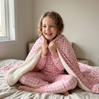 Personalized Blanket in Cherry Blossom Gingham