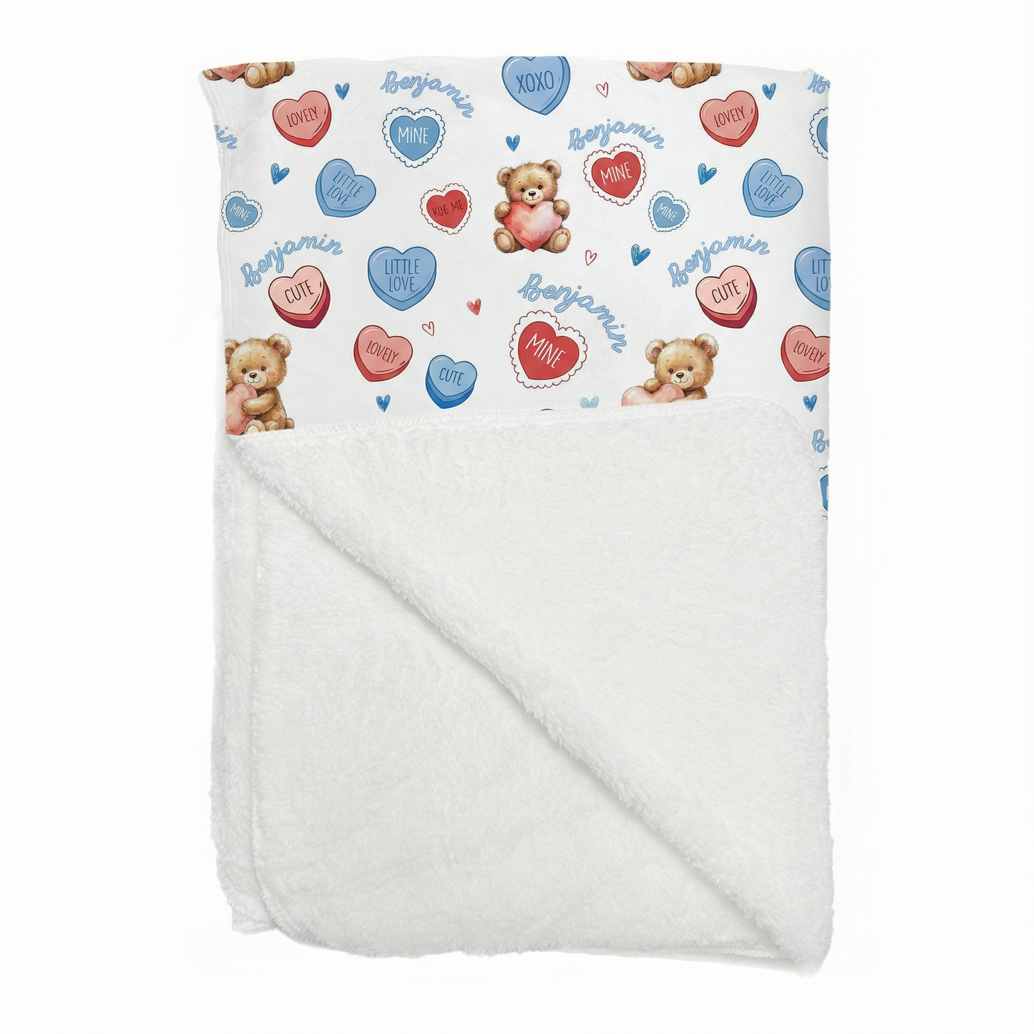 Personalized Blanket in Blue Sweet Heart
