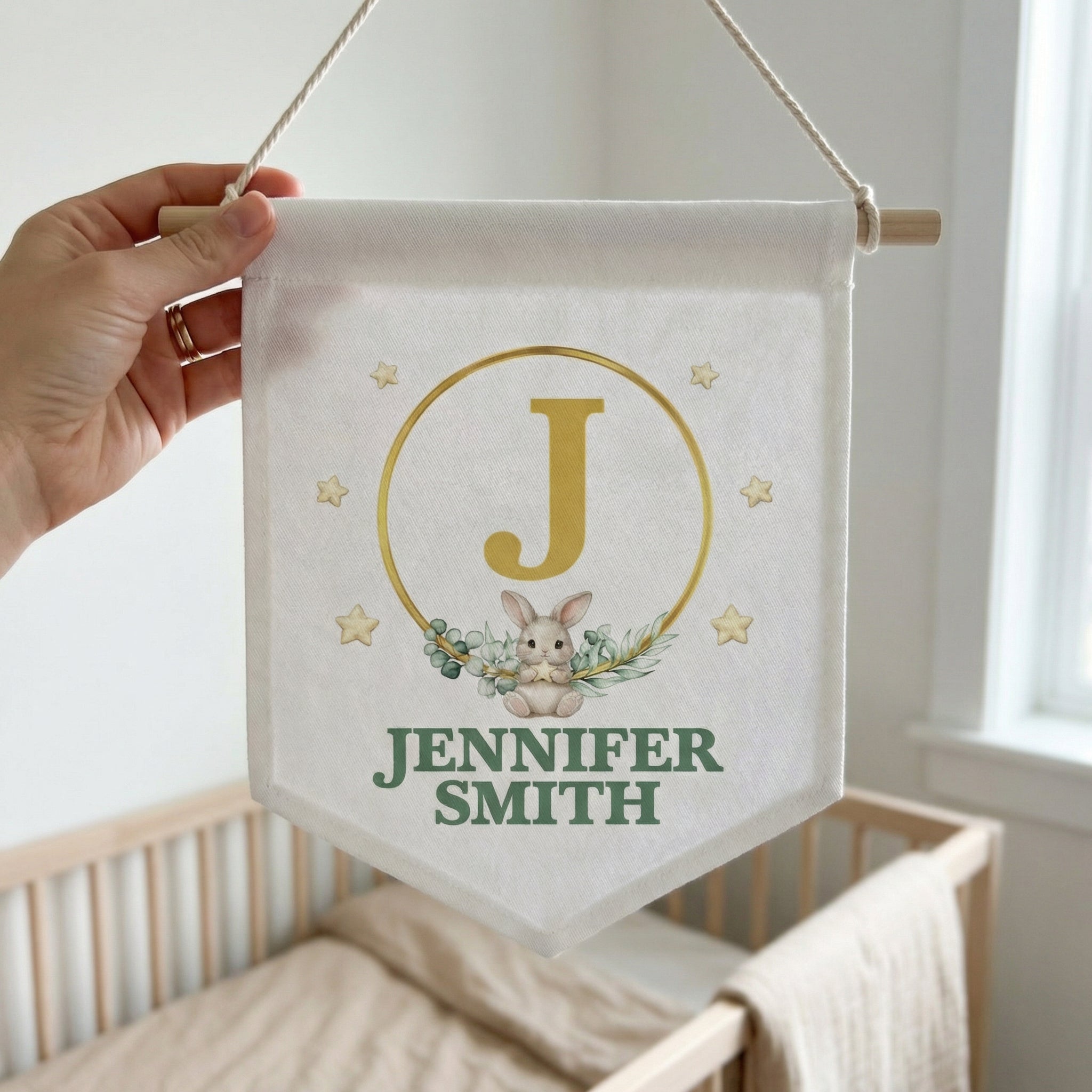 Personalized Pennant in Bunny Garden