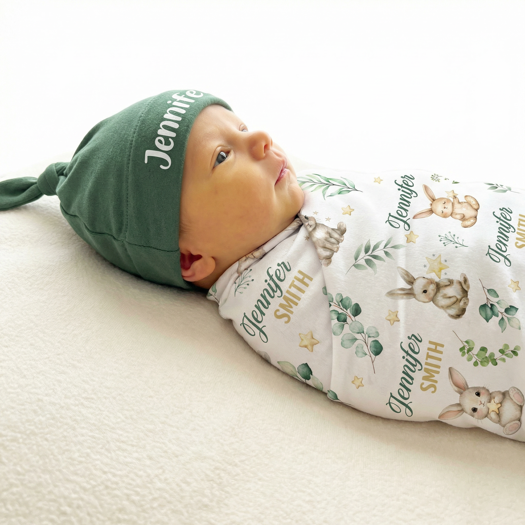 Personalized Knotted Hat in Evergreen