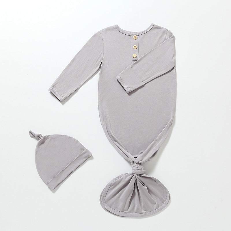 Knotted Gown with Hat in Smoky Gray