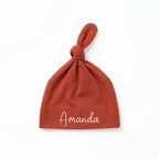 Personalized Knotted Hat in Brick