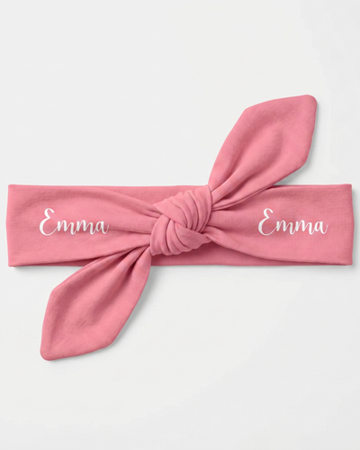 Personalized Knotted Headband in Rose Pink