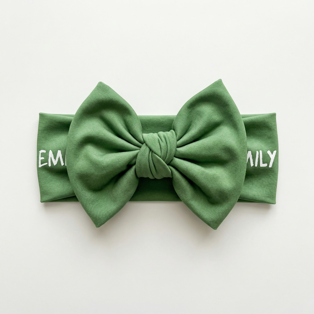 Personalized Bow Headband in Emerald Green